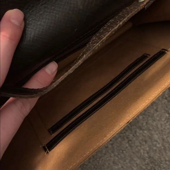 🐿️ Vintage 1980s Gucci GG Monogram Canvas Clutch Shoulder Bag Brown Leather Trim - Picture 8 of 15